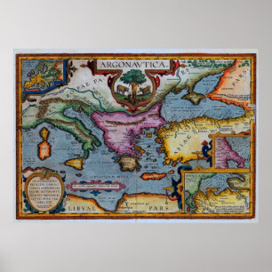 17th Century Mediterranean Map Poster