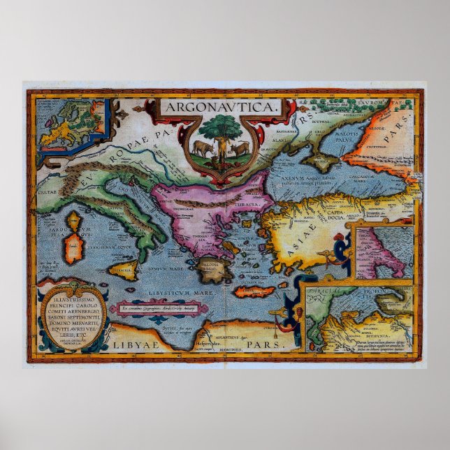 17th Century Mediterranean Map Poster (Front)