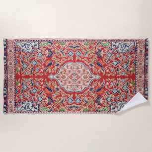 17th Century Persian Rug Print Beach Towel