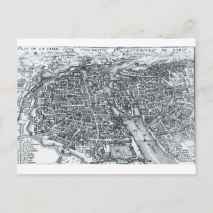 17th Century Street Map of Paris, France Postcard