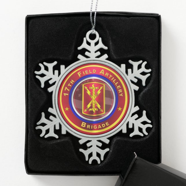 17th Field Artillery Brigade  Snowflake Pewter Christmas Ornament (Box)