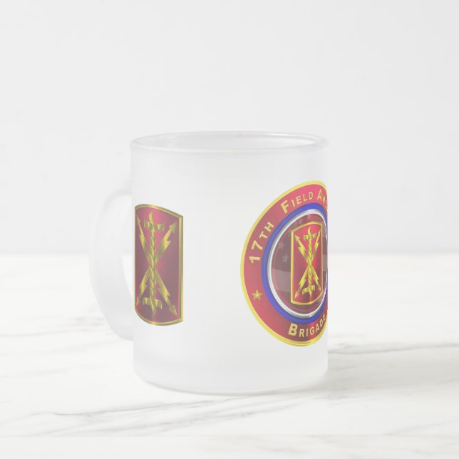 17th Field Artillery Brigade “Thunderbolt” Frosted Glass Coffee Mug (Front Left)