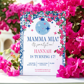 17th Mamma Mia Santorini Dancing Queen Birthday Invitation
