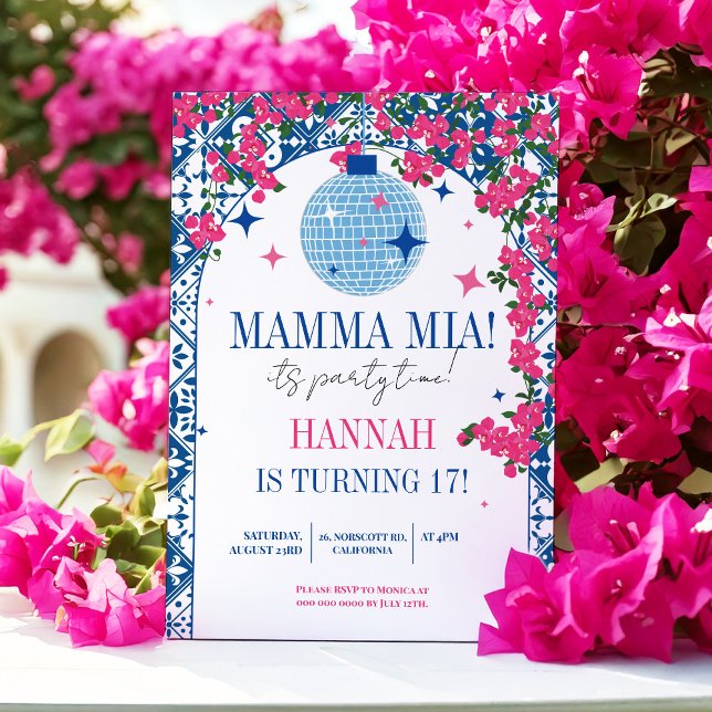 17th Mamma Mia Santorini Dancing Queen Birthday Invitation (Creator Uploaded)