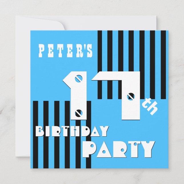 17th or Any Birthday Modern Stripes T17Z Invitation (Front)