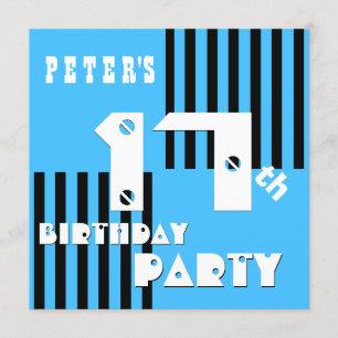 17th or Any Birthday Modern Stripes T17Z Invitation