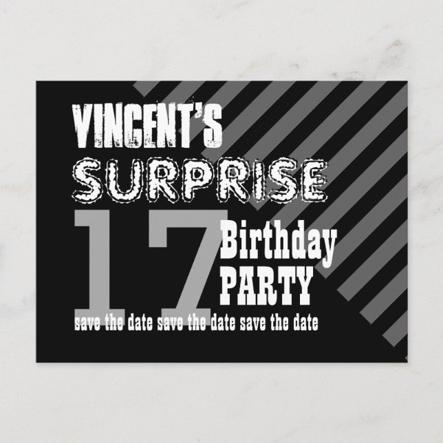 17th TEEN Surprise Birthday Save the Date T17A Announcement Postcard (Front)