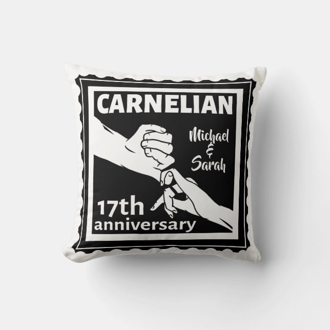 17th wedding anniversary black and white cushion (Front)