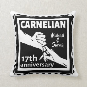 17th wedding anniversary black and white cushion