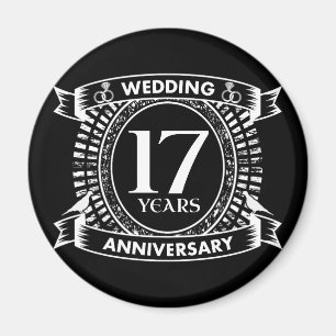 17TH wedding anniversary black and white Magnet