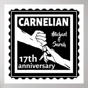 17th wedding anniversary black and white poster