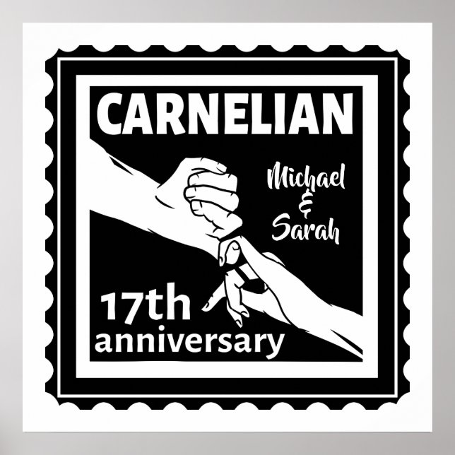 17th wedding anniversary black and white poster (Front)