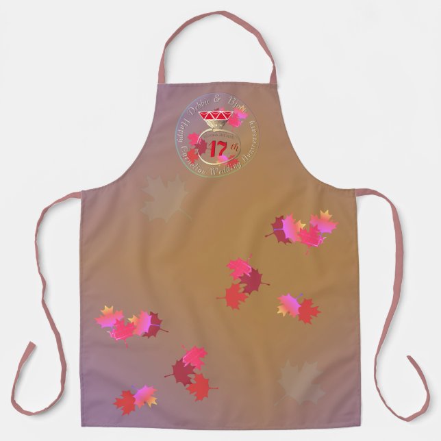 17th Wedding Anniversary Carnelian and Fall Leaves Apron (Front)