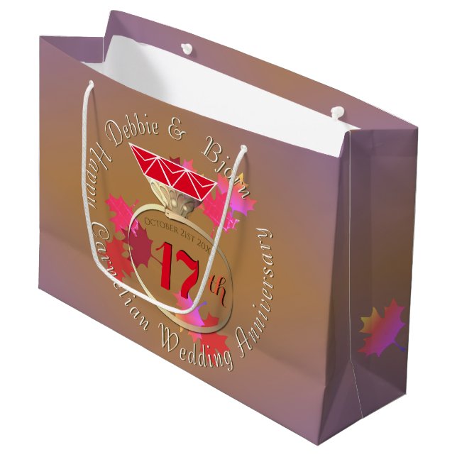 17th Wedding Anniversary Carnelian &Blue Large Gift Bag (Front Angled)