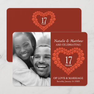17th wedding Anniversary carnelian photo Invitation
