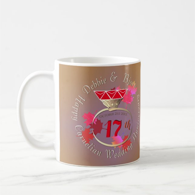 17th Wedding Anniversary Carnelian Ring 2 sides Coffee Mug (Left)
