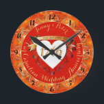 17th Wedding Anniversary Carnelian Round Clock<br><div class="desc">Looking for the right, 17th anniversary gift honouring your love?! I've designed these custom acrylic clocks for the 17th wedding anniversary with "bold elegance " in mind and the traditional carnelian and time piece together with your medallion text make for a regal and fitting design for your special day!</div>
