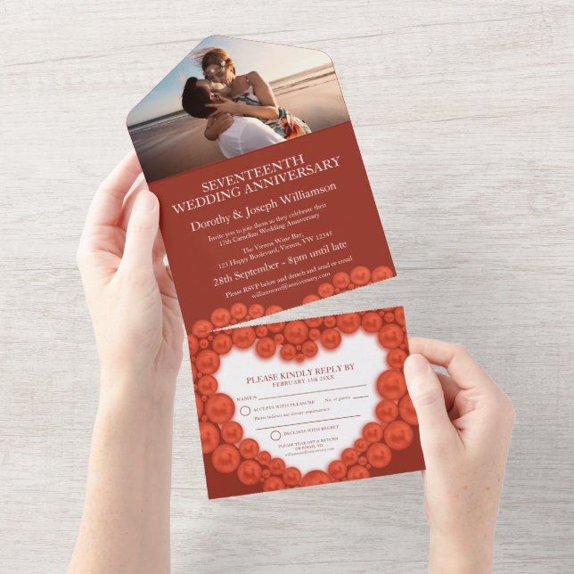 17th wedding anniversary event carnelian photo all in one invitation (Tearaway)