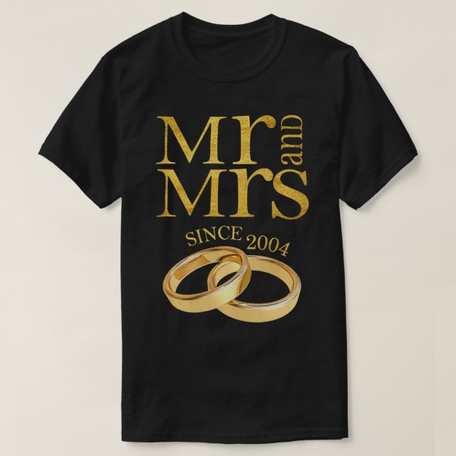 17th Wedding Anniversary Gift Mr & Mrs Since 2004  T-Shirt (Design Front)