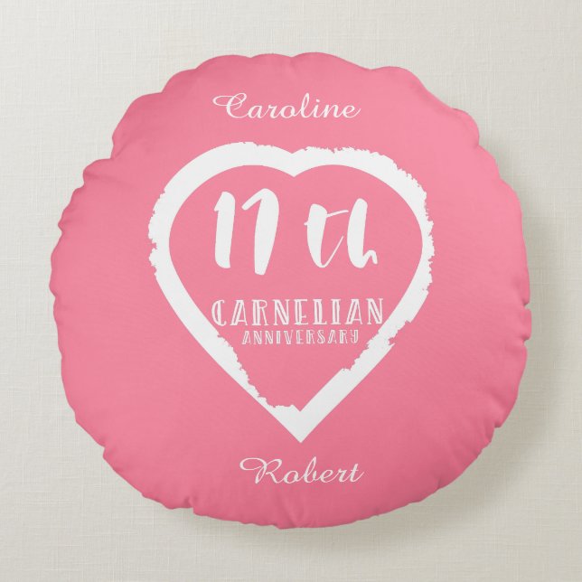 17th Wedding anniversary traditional carnelian Round Cushion (Front)