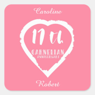 17th Wedding anniversary traditional carnelian Square Sticker
