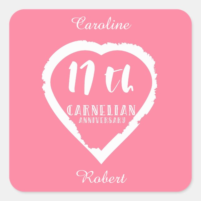 17th Wedding anniversary traditional carnelian Square Sticker (Front)