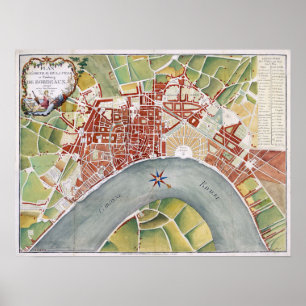 1800 Bordeaux, France City Plan Poster