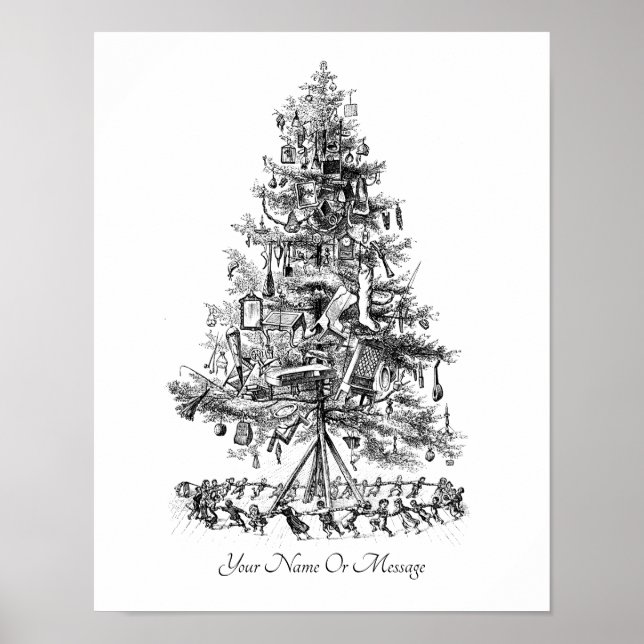 1800s Art Kid’s Singing and Dancing Christmas Tree Poster (Front)