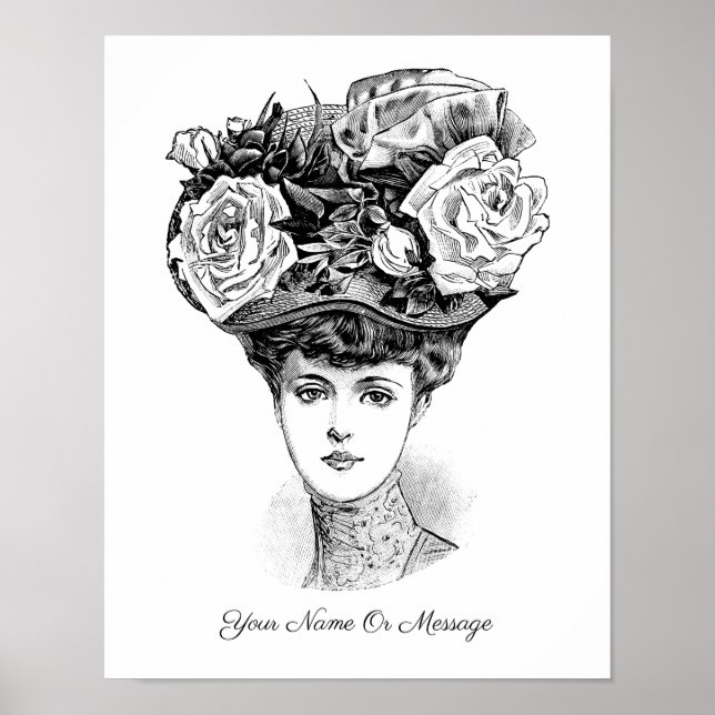 1800s Art of a Woman In a Floral Hat Poster (Front)