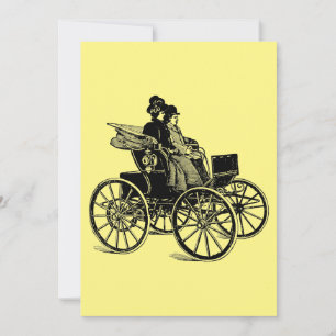 1800s Victorian man woman Carriage Wagon Art Holiday Card