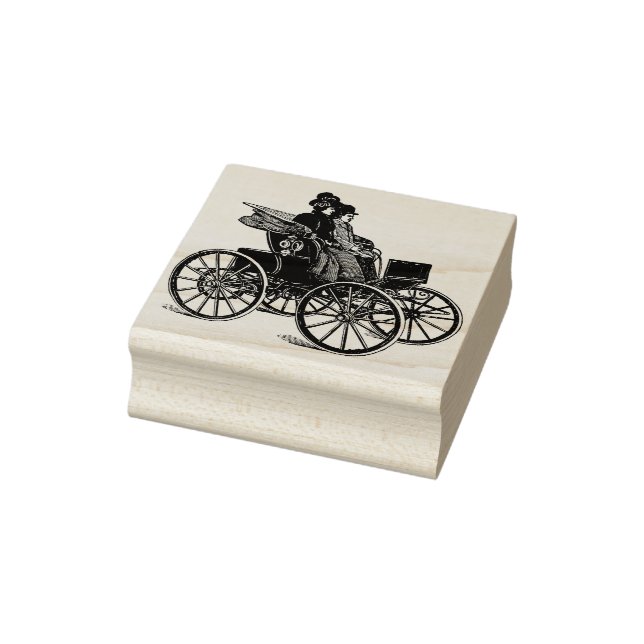 1800s Victorian man woman Carriage Wagon Art Rubber Stamp (Stamp)