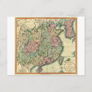 1801 John Cary Map of China and Korea Postcard