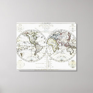 1806 Atlas Map: La Mappemonde by Eustache Hérisson Canvas Print