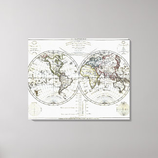 1806 Atlas Map: La Mappemonde by Eustache Hérisson Canvas Print