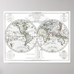 1806 Atlas Map: La Mappemonde by Eustache Hérisson Poster