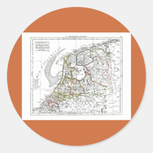 1806 Map - La Republique Batave Classic Round Sticker