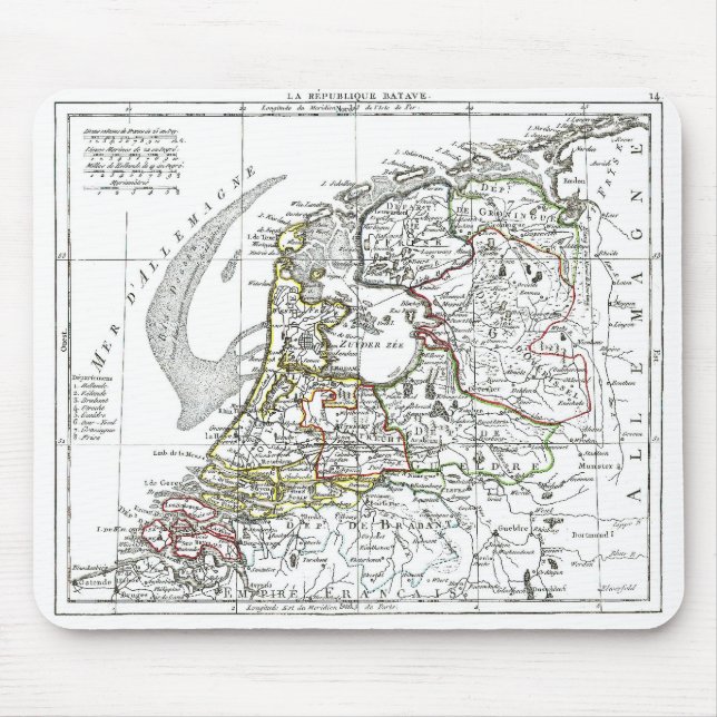 1806 Map - La Republique Batave Mouse Mat (Front)