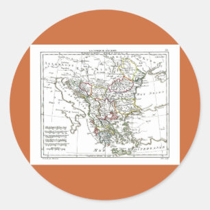 1806 Map - La Turquie d'Europe Classic Round Sticker