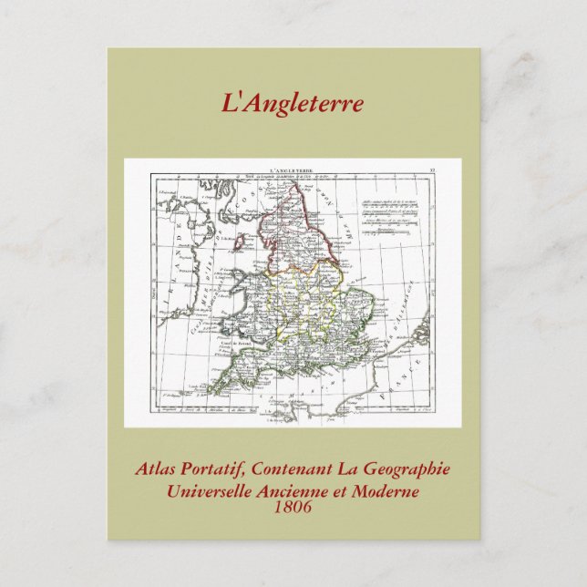 1806 Map - L'Angleterre Postcard (Front)