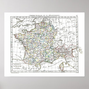 1806 Map - L'Empire Francais en 111 Departements Poster