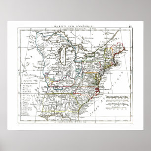 1806 Map - Les Etats Unis d'Amrique Poster