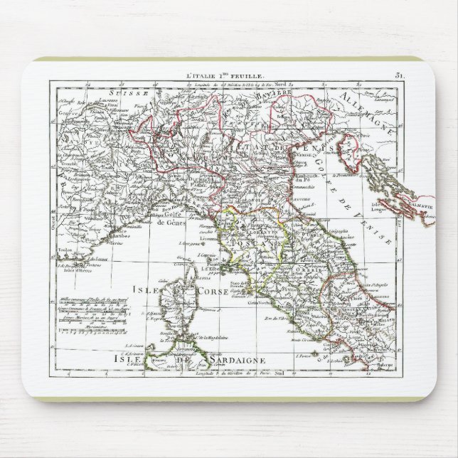 1806 Map - L'Italie (Nord) Mouse Mat (Front)