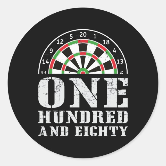 180 Darts Dart Dartboard Bullseye Arrow Funny Gift Classic Round Sticker (Front)