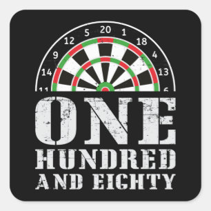 180 Darts Dart Dartboard Bullseye Arrow Funny Gift Square Sticker