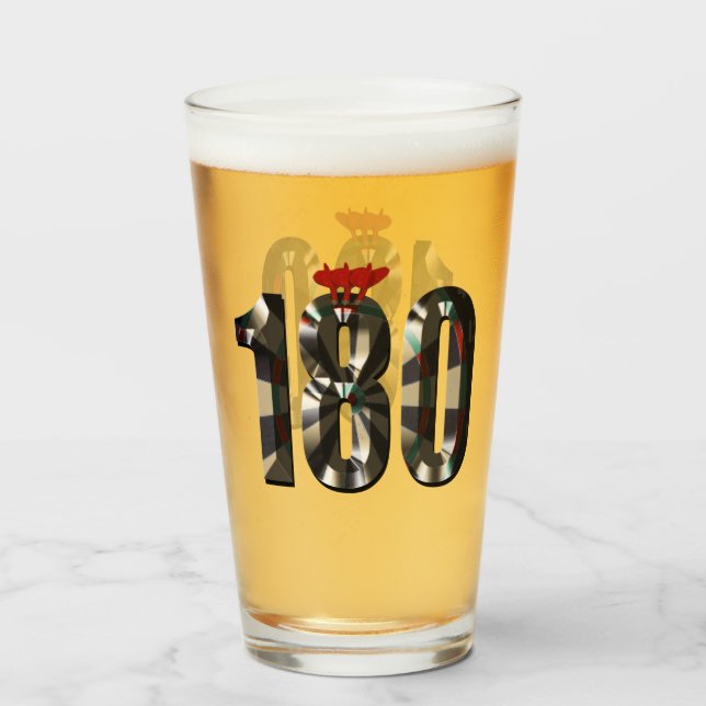 "180 in 3D: The Ultimate Darts Dimension" Glass (Front Filled)