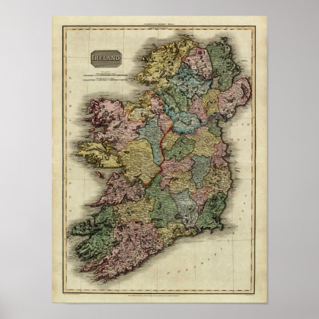 1813 Ireland Map by John Pinkerton Poster (Front)