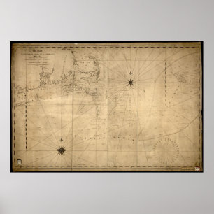 1813 Map of Nantucket Shoals & George's Bank, MA Poster