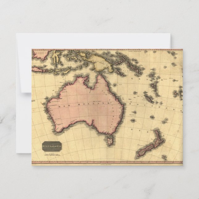 1818 Australasia  Map - Australia, New Zealand Invitation (Front)