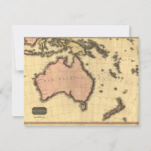 1818 Australasia  Map - Australia, New Zealand Invitation