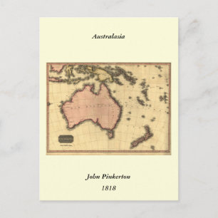 1818 Australasia Map - Australia, New Zealand Postcard